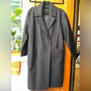 Other Stories Blue Black Women’s Lined Oversized Long Wool Blend Coat Size 12